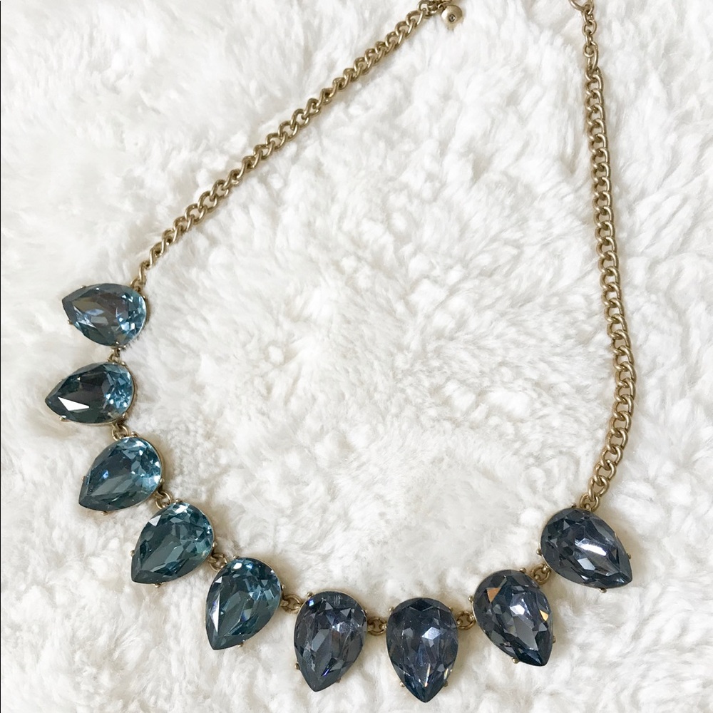 J. Crew Tear drop blue necklace